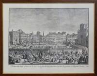 Quadro di
  Antiquariato - Veduta della Chiesa e Piazza di S.Croce con la festa del calcio fatta l'anno 1738 alla Real presenza dei Regnanti Sovrani imprimer papier