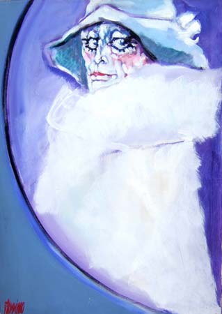 Quadro di Natale Filannino Signora con cappello - olio tela 
