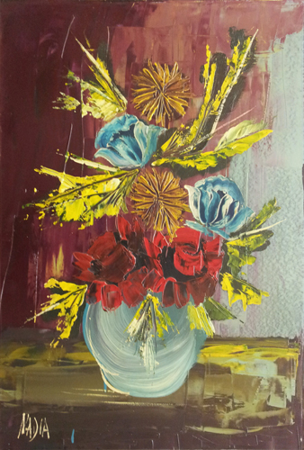 Quadro di  Nadia Vaso di fiori - olio faesite 