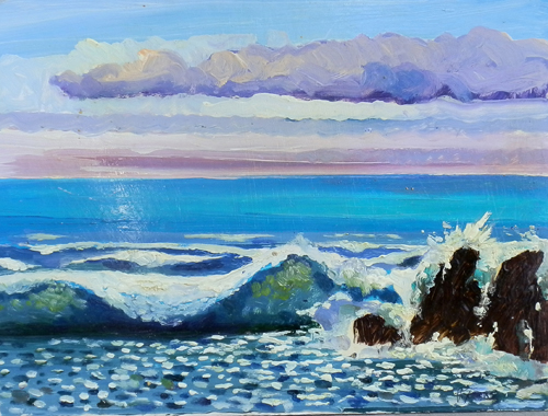 Quadro di Luigi Pignataro Paesaggio marino - olio cartone 