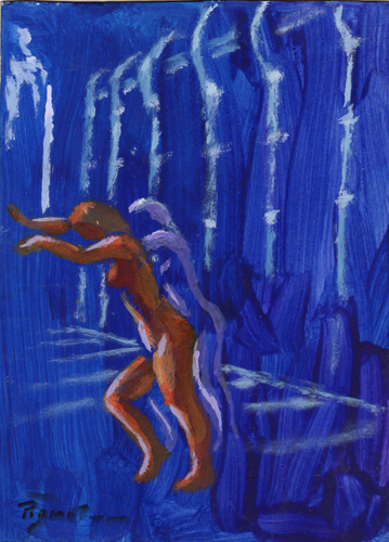 Quadro di Luigi Pignataro Nudo di notte - olio cartone 