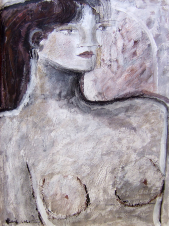 Quadro di M. Afsane Nudo femminile - mista carta 